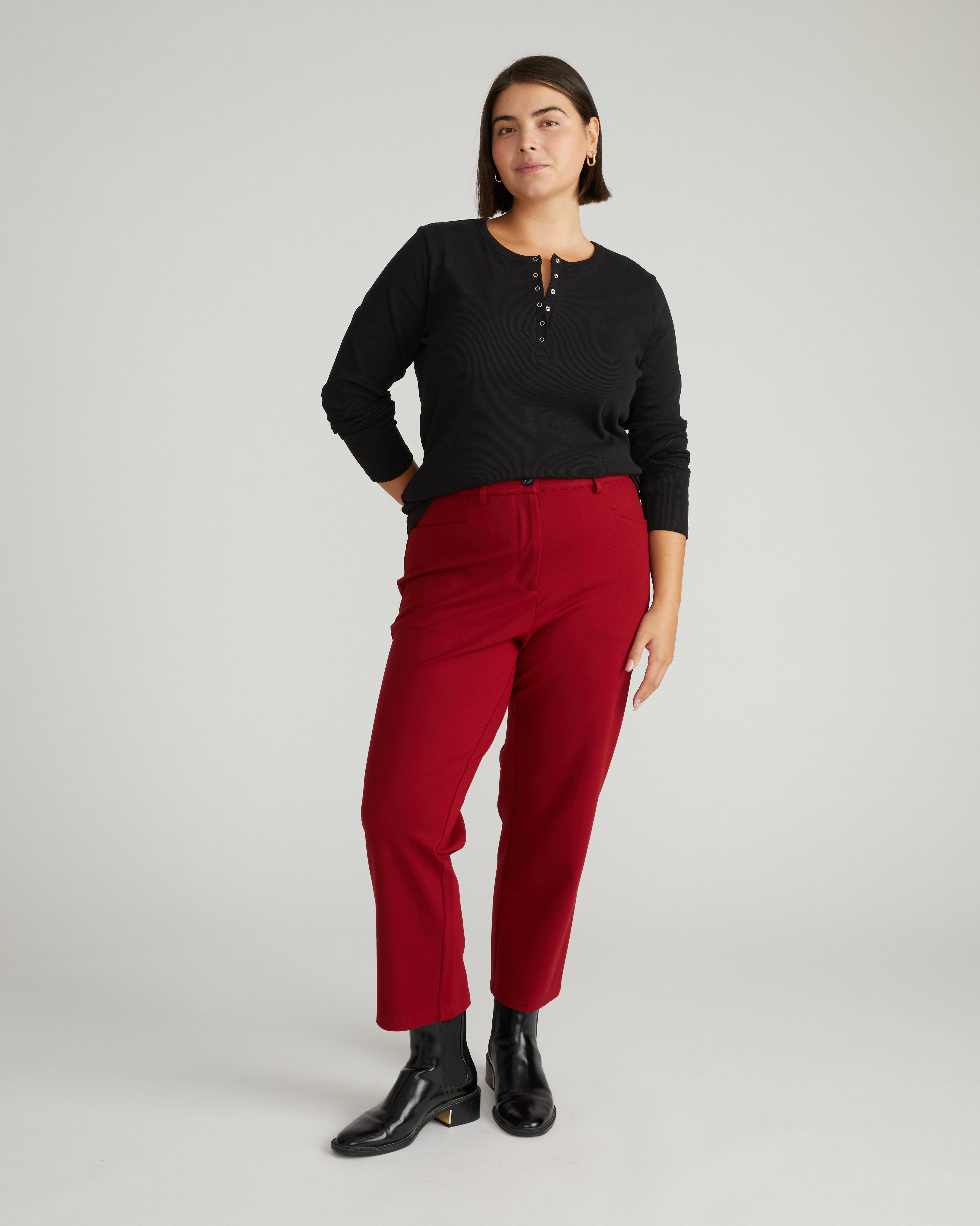 Henley Long Sleeve Ribbed Tee - Black – Universal Standard
