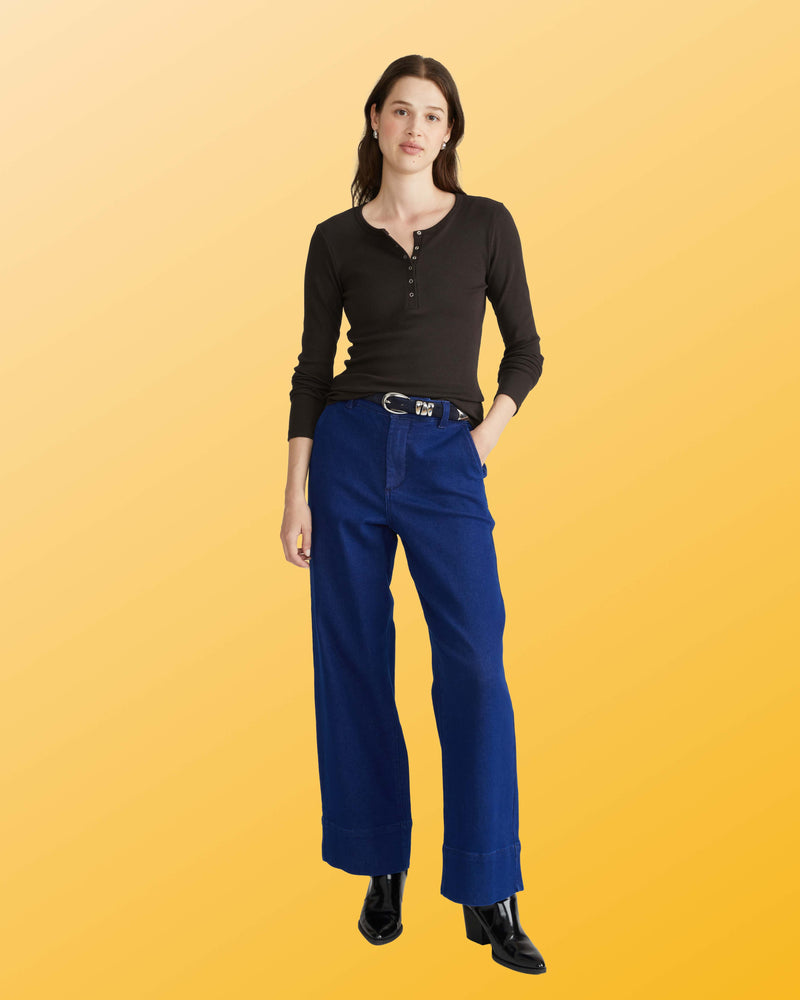 Henley Long Sleeve Ribbed Tee - Espresso | Plus Size & Straight Size Women's Fashion | Universal Standard