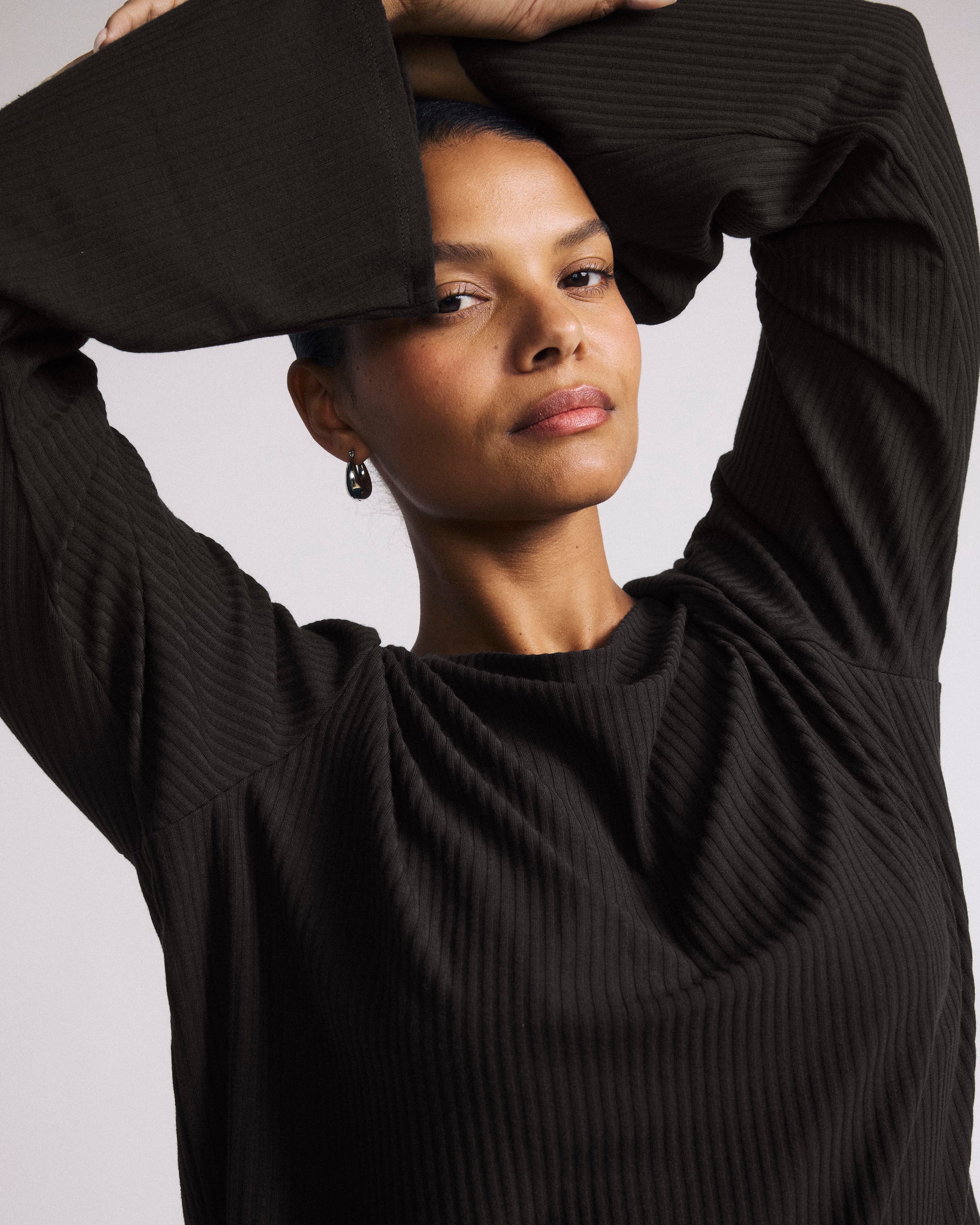 Yasmin Flare Sleeve Ribbed Top - Black | Plus Size & Straight Size Women's Fashion | Universal Standard