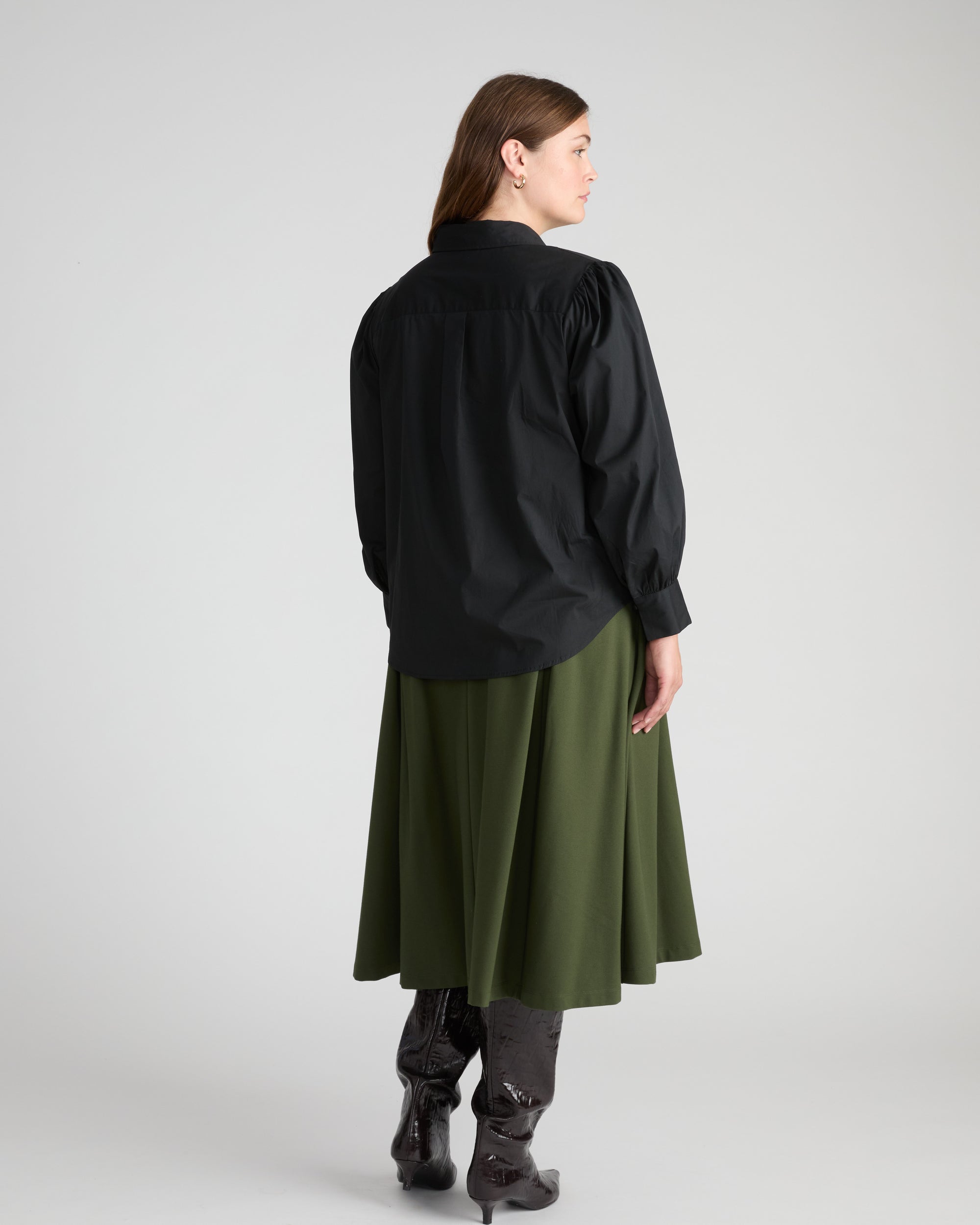 Janet Tie-Neck Cotton Poplin Shirt - Black | Plus Size & Straight Size Women's Fashion | Universal Standard