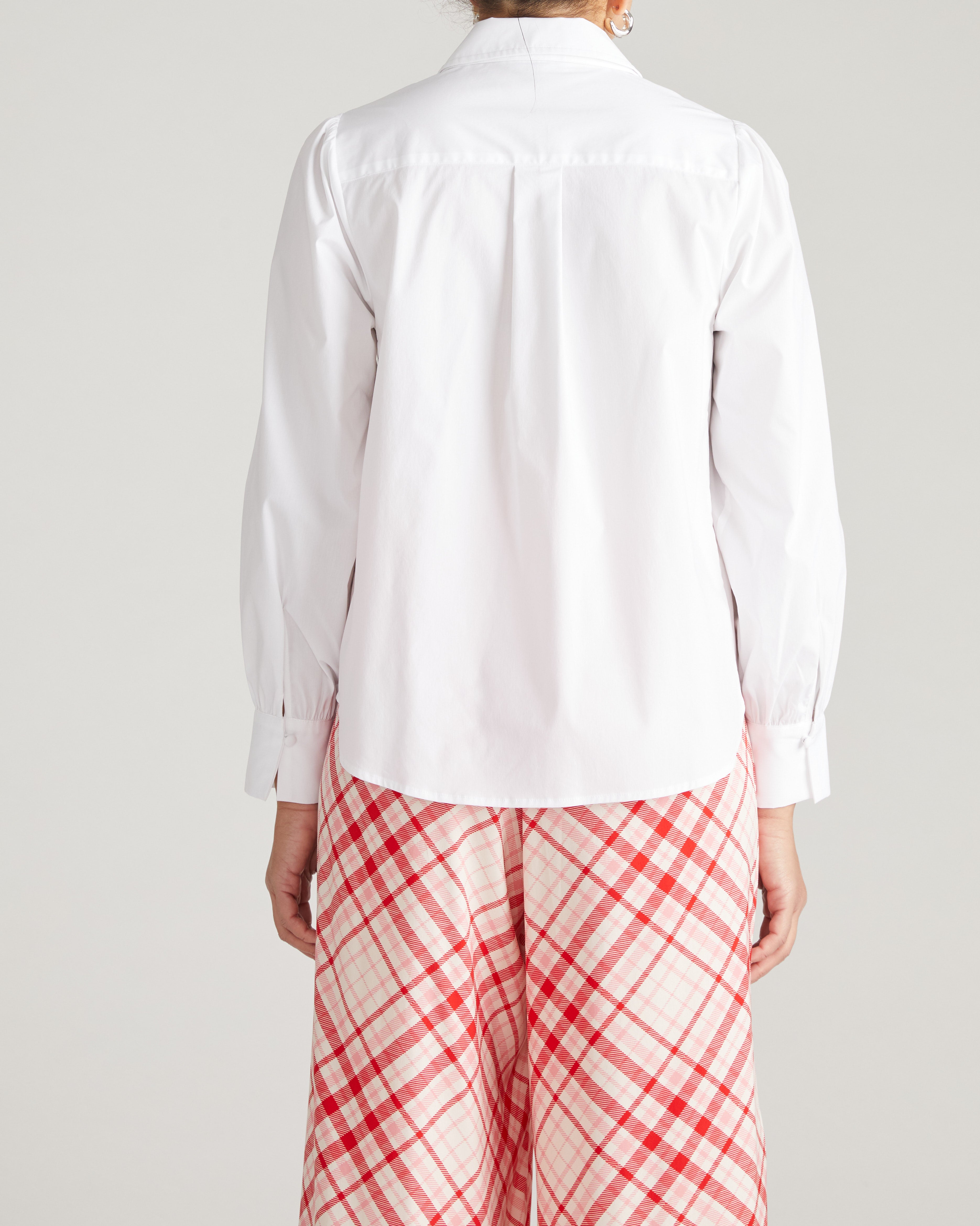 Janet Tie-Neck Cotton Poplin Shirt - White – Universal Standard