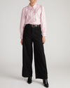 Janet Tie-Neck Cotton Poplin Shirt - Pink Horizon Stripe | Plus Size & Straight Size Women's Fashion | Universal Standard