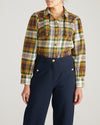Janet Tie-Neck Cotton Poplin Shirt - Brown Plaid