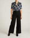 Woman wearing Beatrice Soft Satin Top - Paddington Ribbon Print from Universal Standard