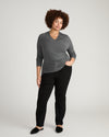Tau Wrap Neck Liquid Jersey Top - Dark Gray Heather