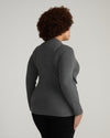 Tau Wrap Neck Liquid Jersey Top - Dark Gray Heather