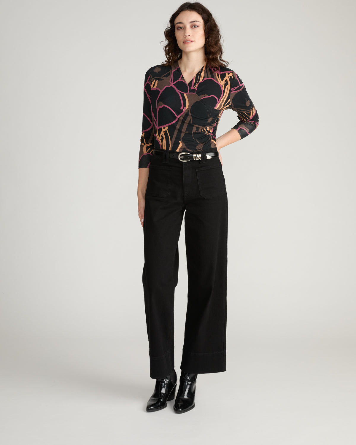 Tau Wrap Neck Liquid Jersey Top - Poppy Field Print | Plus Size & Straight Size Women's Fashion | Universal Standard