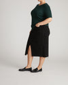 Classic Ribbed Tee - Forest Green/Striped Trim | Plus Size & Straight Size Women's Fashion | Universal Standard