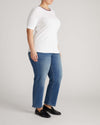 Classic Ribbed Tee - White/Striped Trim | Plus Size & Straight Size Women's Fashion | Universal Standard
