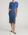 Classic Ribbed Tee - Bright Blue/White Microstripe | Plus Size & Straight Size Women's Fashion | Universal Standard