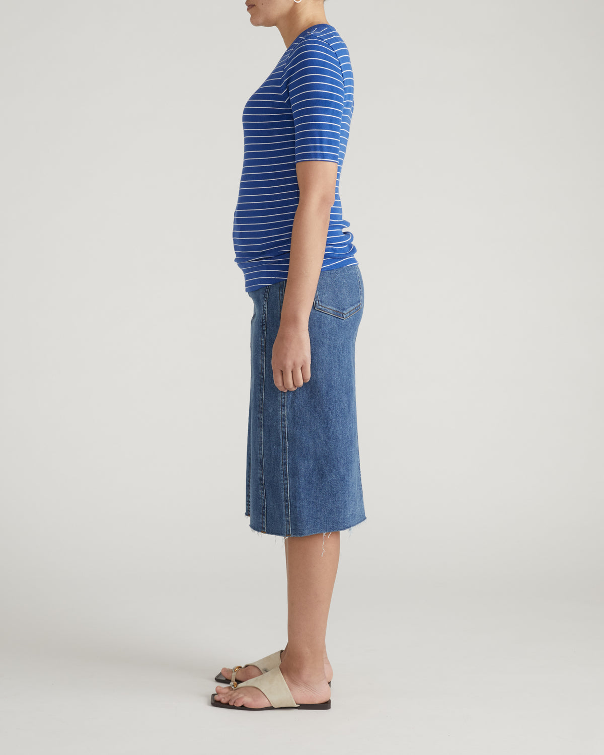 Classic Ribbed Tee - Bright Blue/White Microstripe | Plus Size & Straight Size Women's Fashion | Universal Standard