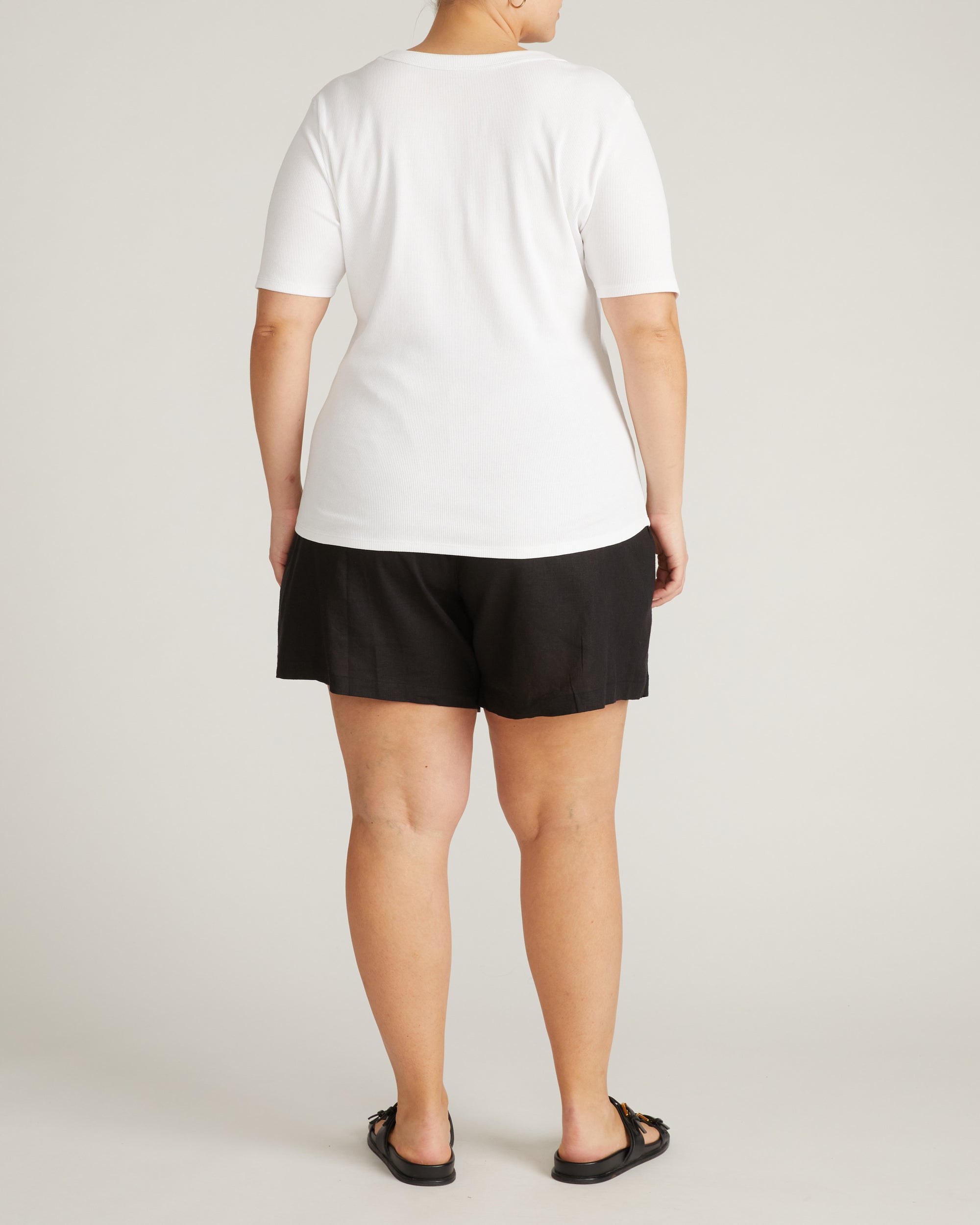 Classic V-Neck Ribbed Tee - White | Plus Size & Straight Size Women's Fashion | Universal Standard