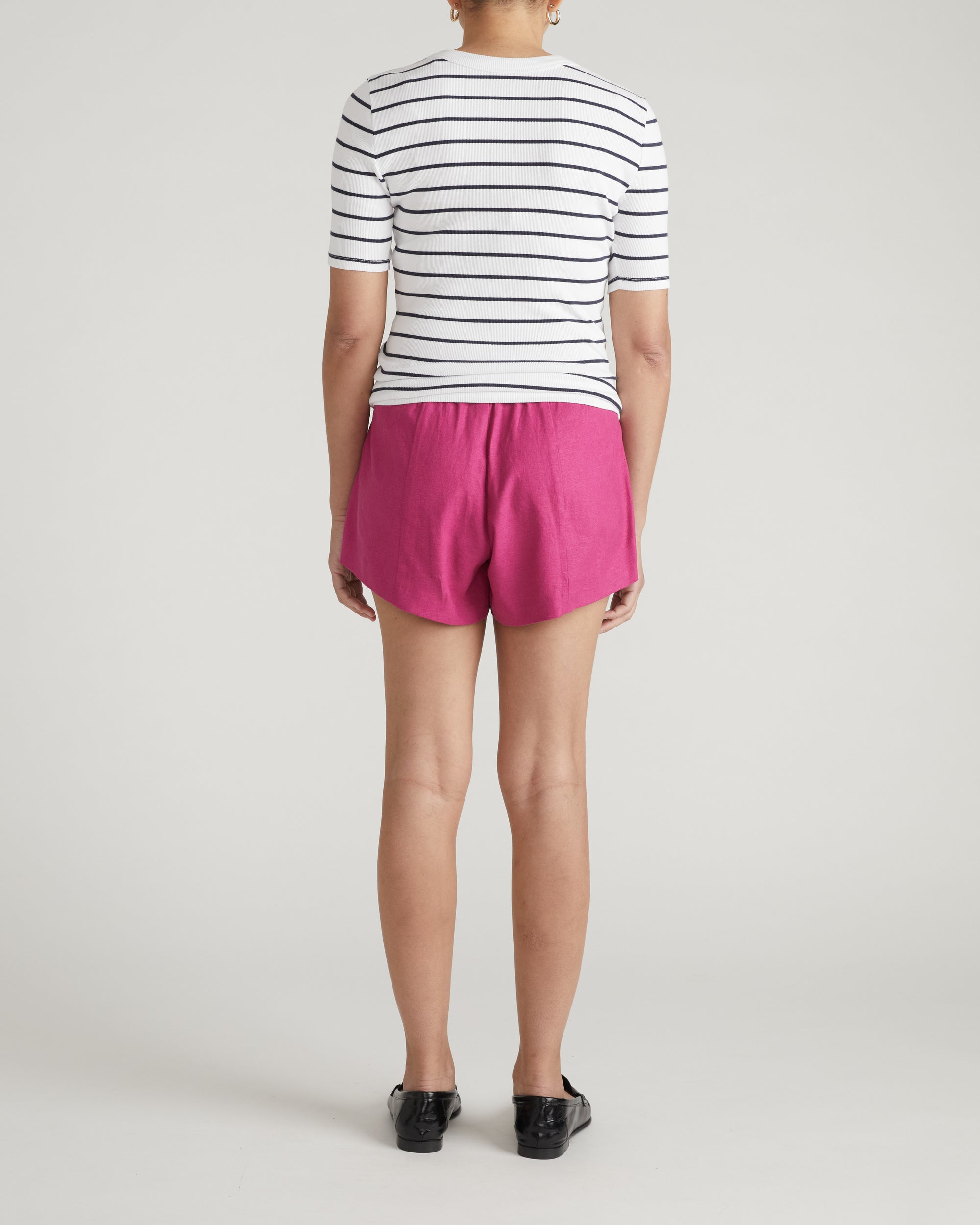 Classic V-Neck Ribbed Tee - Nautical Navy Stripe | Plus Size & Straight Size Women's Fashion | Universal Standard