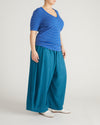 Classic V-Neck Ribbed Tee - Bright Blue/White Microstripe | Plus Size & Straight Size Women's Fashion | Universal Standard
