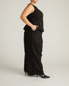 Woman wearing Tamsin Stretch Linen Vest - Black from Universal Standard