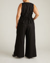 Woman wearing Tamsin Stretch Linen Vest - Black from Universal Standard