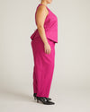 Woman wearing Tamsin Stretch Linen Vest - Hyper Pink from Universal Standard