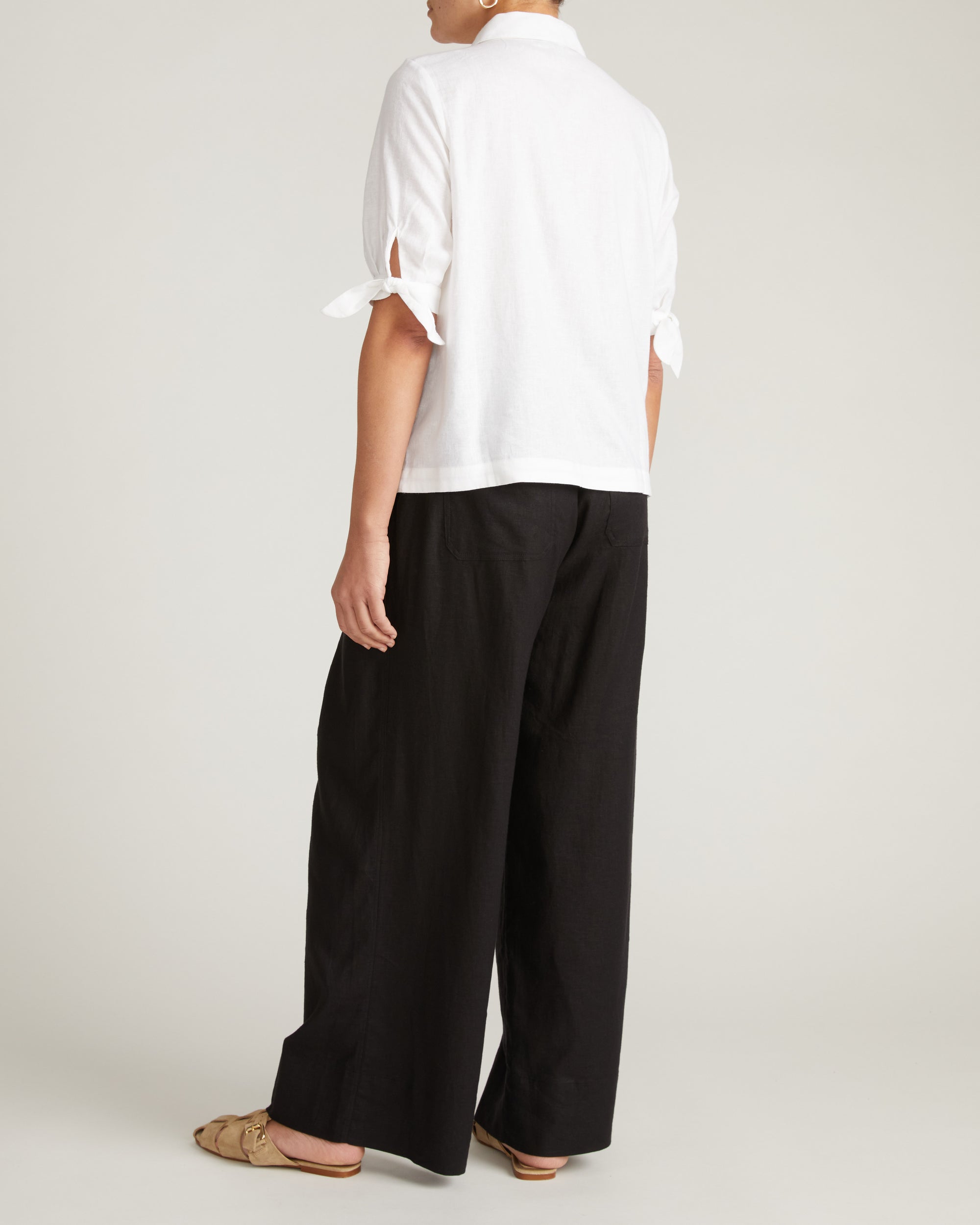 Luisa Short Sleeve Linen Blend Shirt - White | Plus Size & Straight Size Women's Fashion | Universal Standard