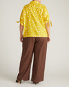 Luisa Short Sleeve Linen Blend Shirt - Yellow Confetti Print | Plus Size & Straight Size Women's Fashion | Universal Standard
