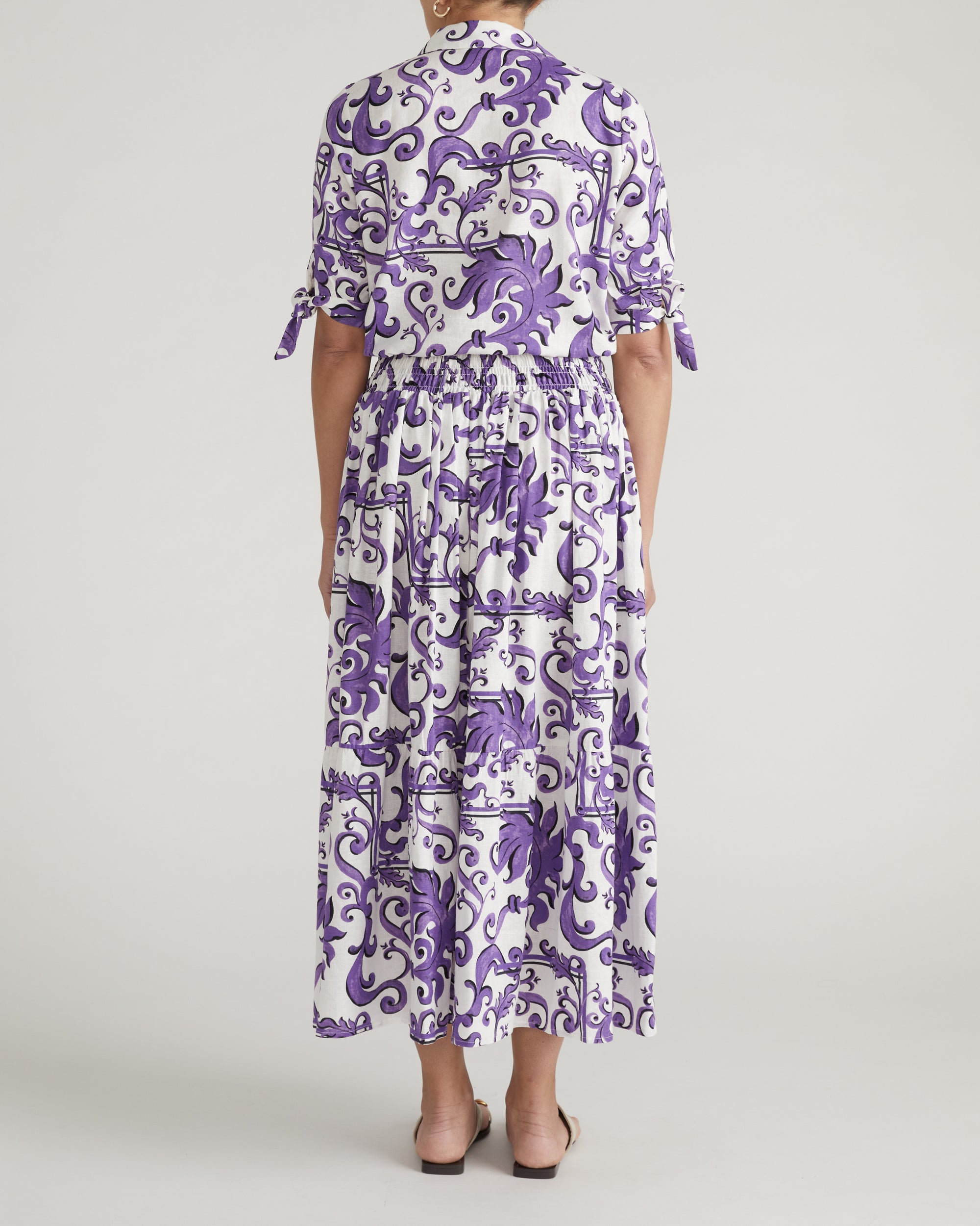 Luisa Short Sleeve Linen Shirt - Purple Majolica Print | Plus Size & Straight Size Women's Fashion | Universal Standard