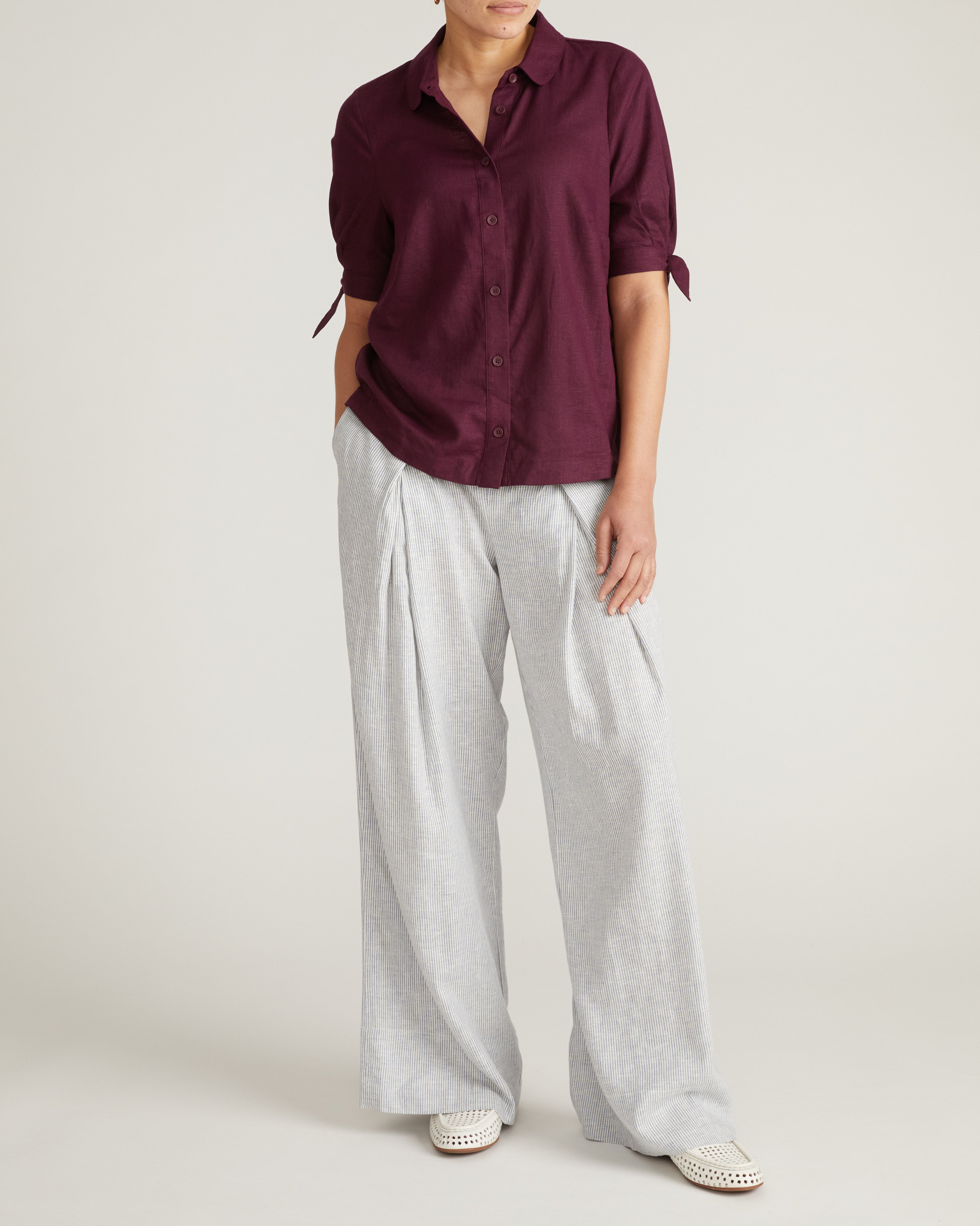 Luisa Short Sleeve Linen Blend Shirt - Acai – Universal Standard