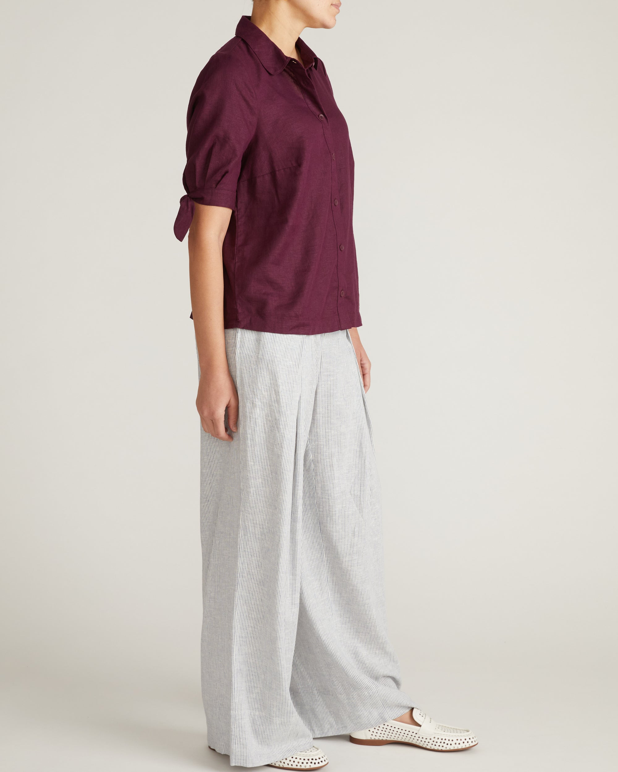 Luisa Short Sleeve Linen Blend Shirt - Acai | Plus Size & Straight Size Women's Fashion | Universal Standard