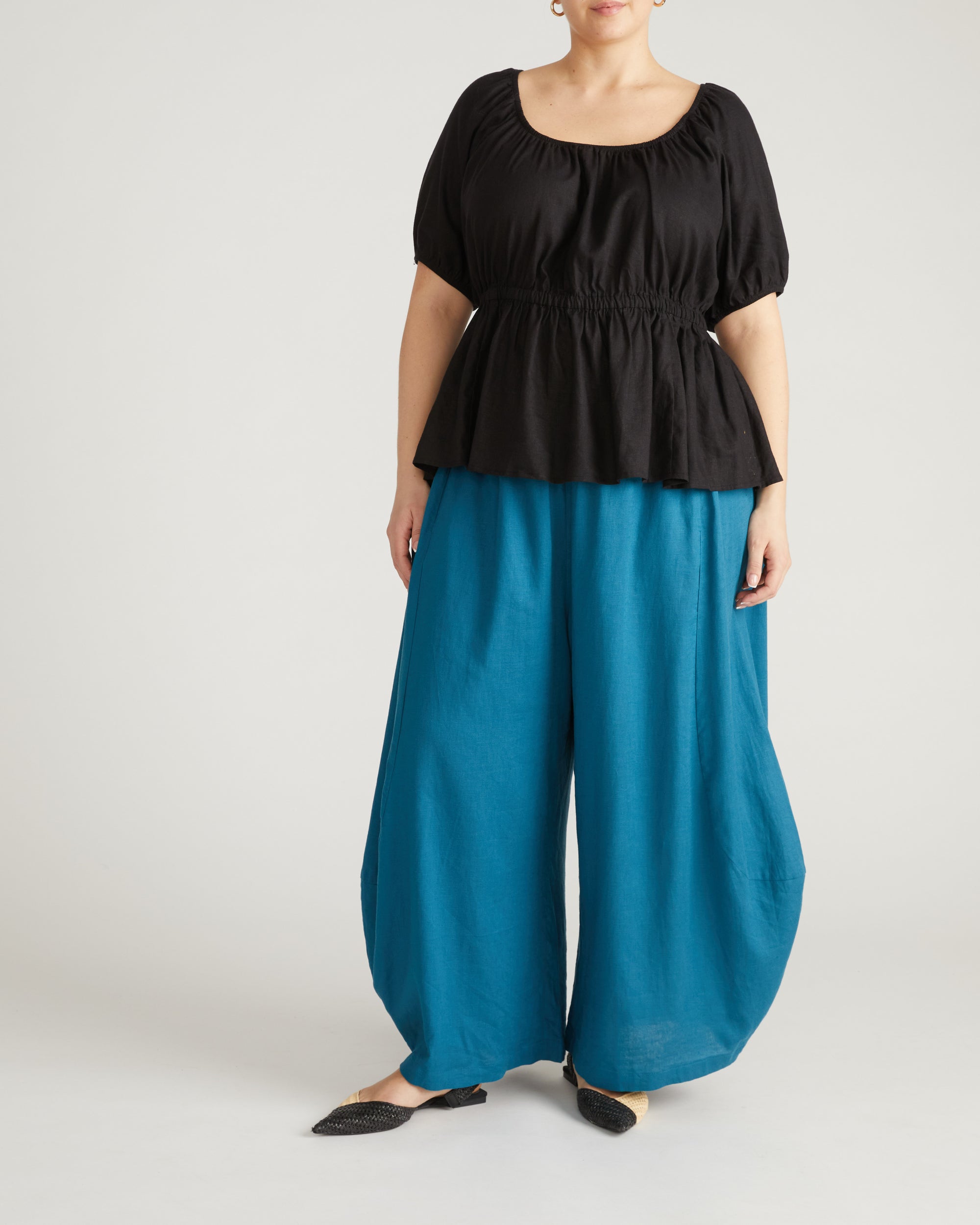 Andrea Peplum Linen Top - Black | Plus Size & Straight Size Women's Fashion | Universal Standard