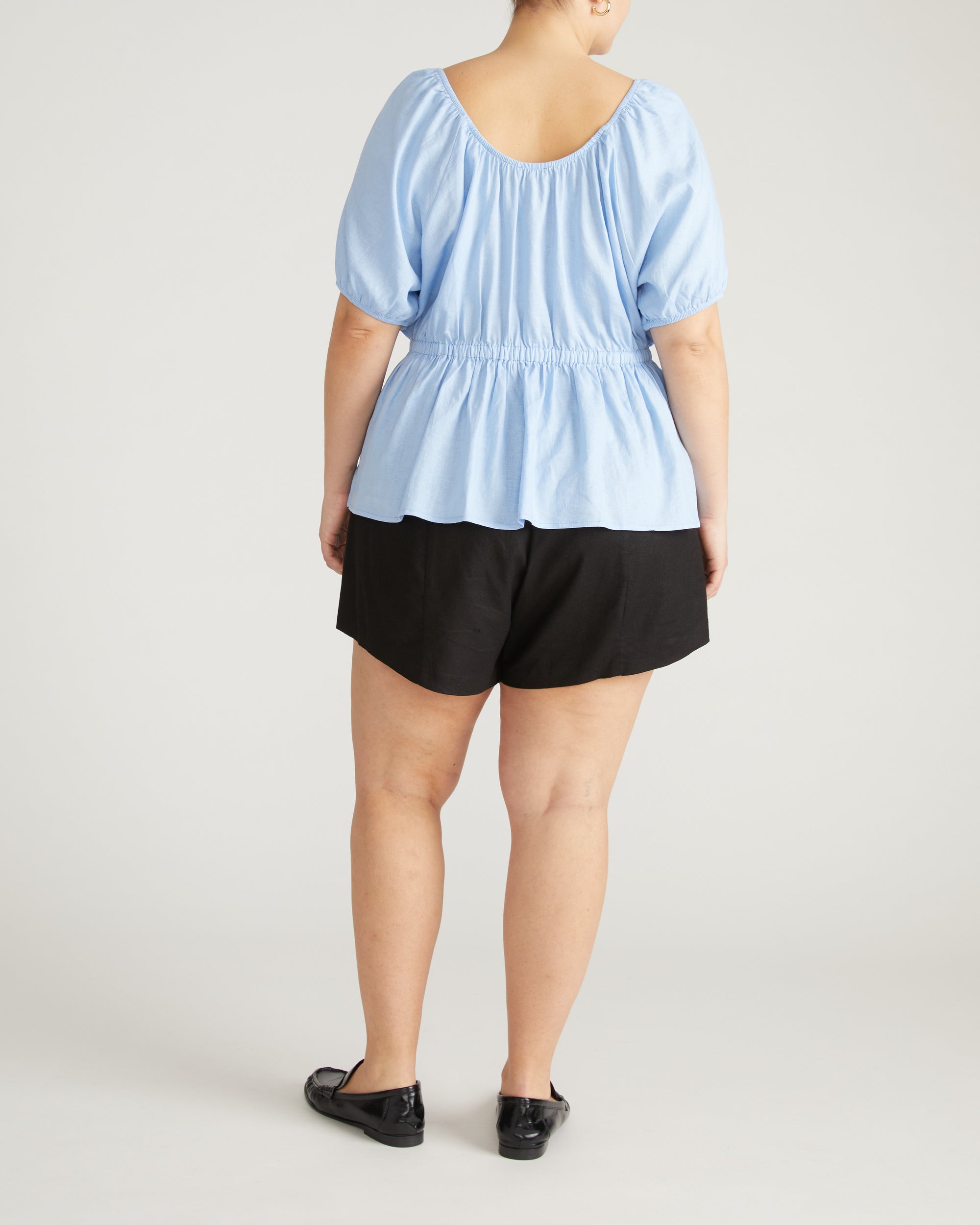 Andrea Peplum Linen Top - Cielo Blue | Plus Size & Straight Size Women's Fashion | Universal Standard
