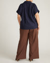 Sandy Short Sleeve Stretch Linen Blend Shirt - Navy | Plus Size & Straight Size Women's Fashion | Universal Standard