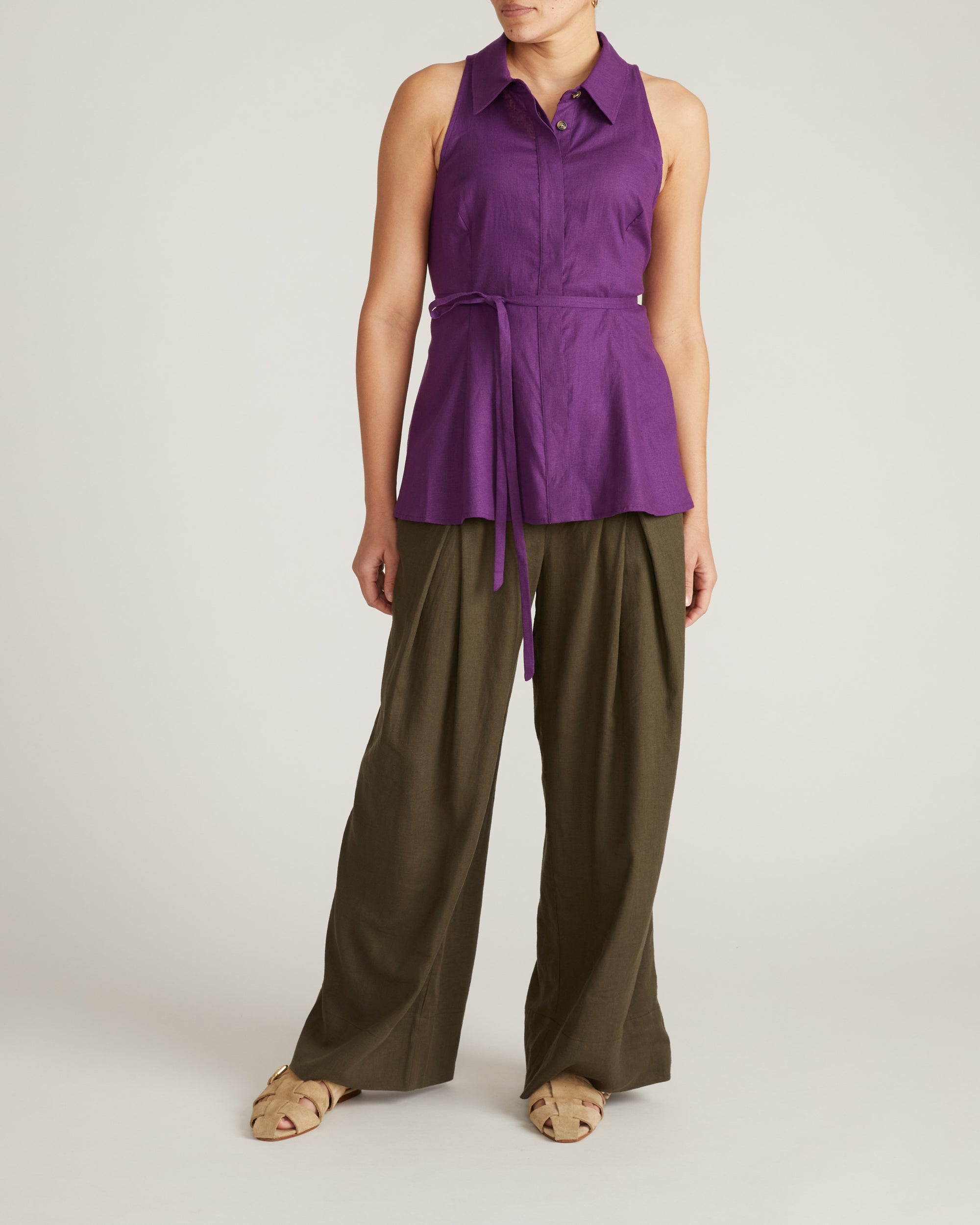 Adelaide Sleeveless Linen Blend Shirt - Dreamy Purple | Plus Size & Straight Size Women's Fashion | Universal Standard