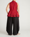 Adelaide Embroidered Sleeveless Linen Shirt - Vibrant Red | Plus Size & Straight Size Women's Fashion | Universal Standard