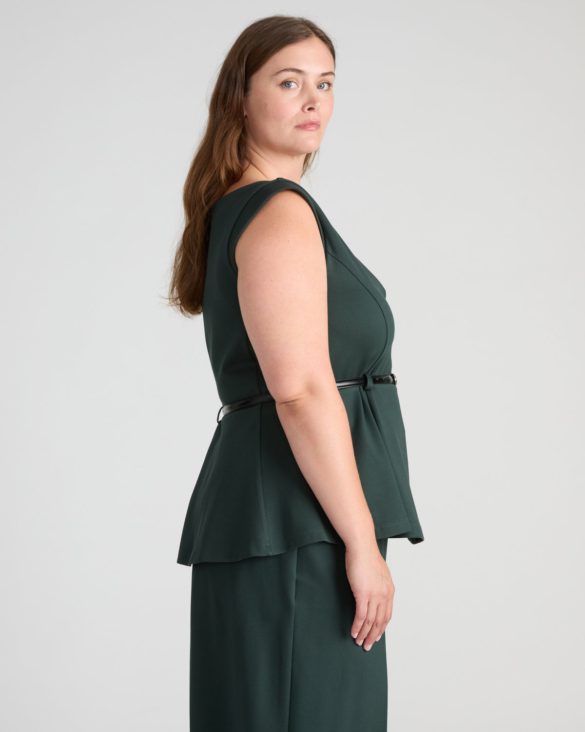 Lando Belted Ponte Top - Green Gemstone | Plus Size & Straight Size Women's Fashion | Universal Standard