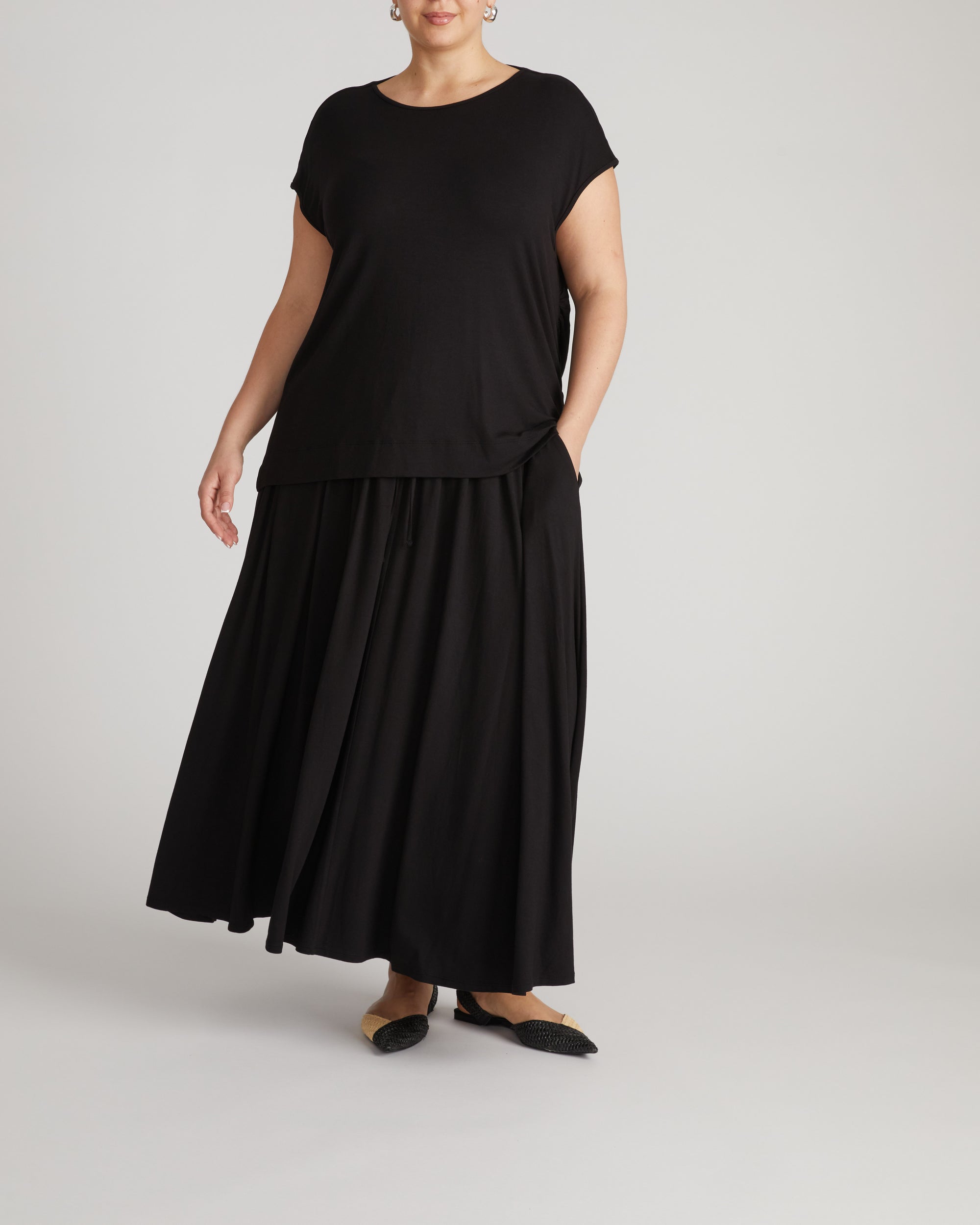Alida Draped Liquid Jersey Top - Black | Plus Size & Straight Size Women's Fashion | Universal Standard