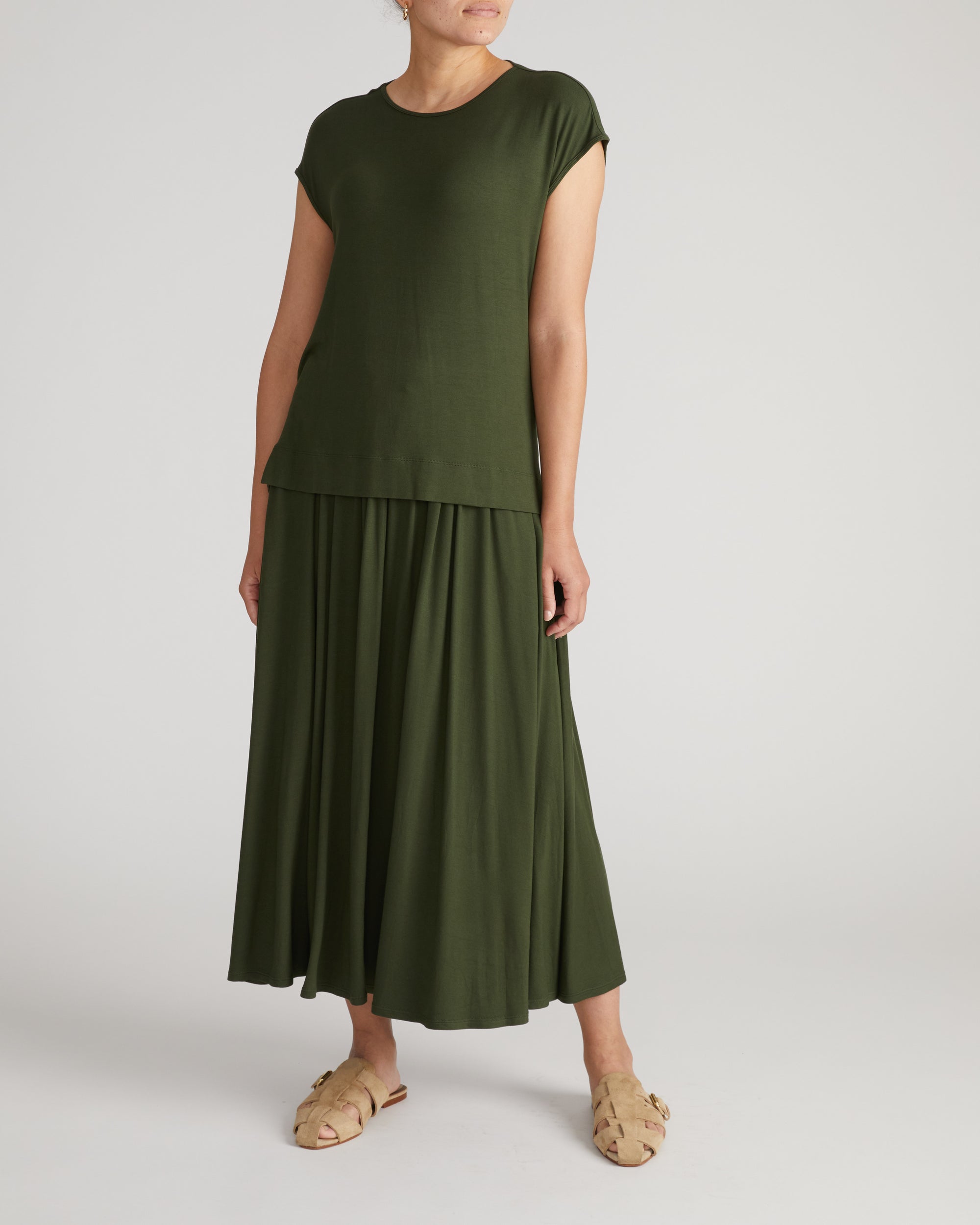 Alida Draped Liquid Jersey Top - Coratina Green | Plus Size & Straight Size Women's Fashion | Universal Standard