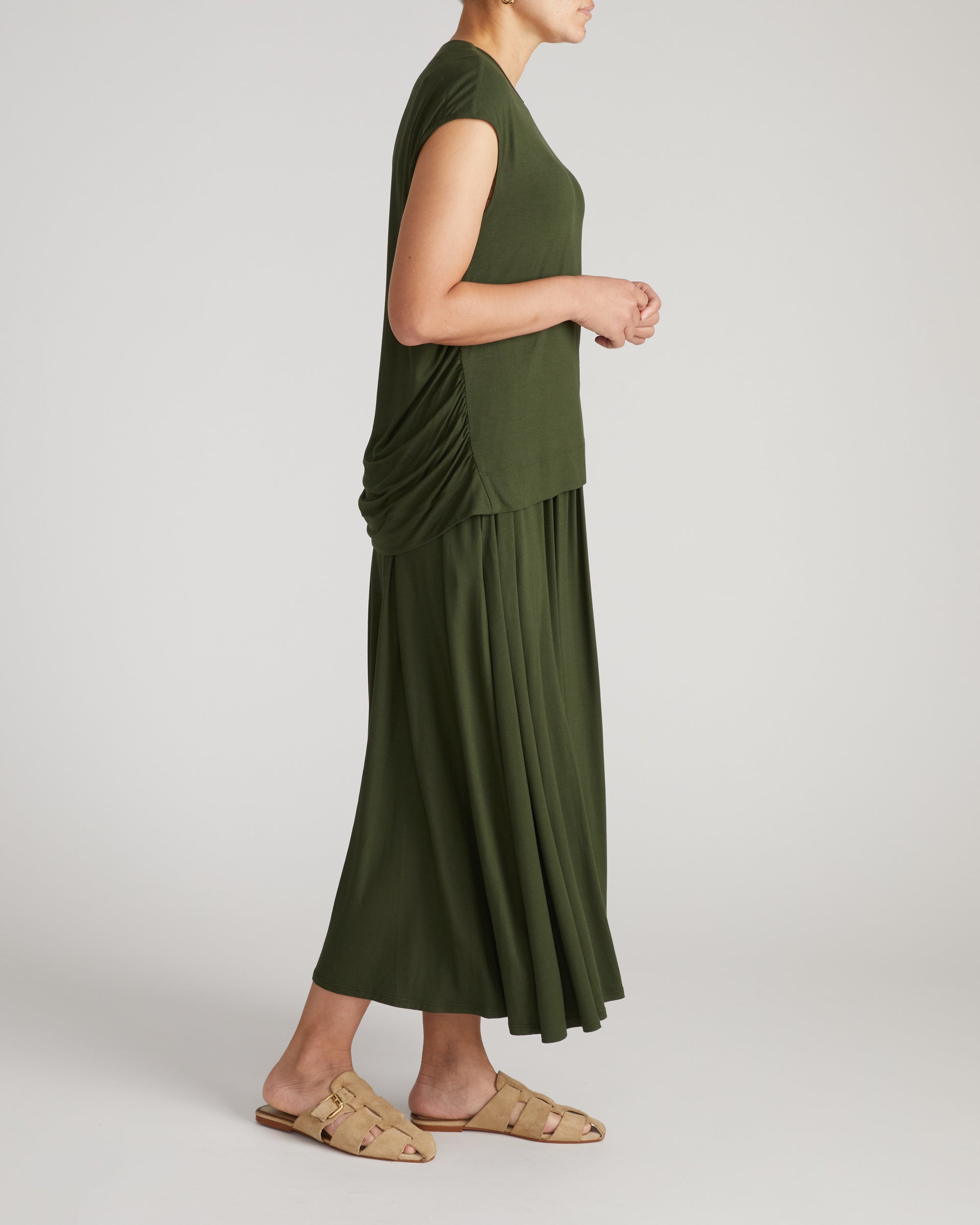 Alida Draped Liquid Jersey Top - Coratina Green | Plus Size & Straight Size Women's Fashion | Universal Standard