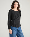 Sabrina Twist Front Stretch Cupro Blouse - Black