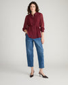 Hermione Flowy Hem Chiffon Blouse - Deep Red