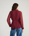 Hermione Flowy Hem Chiffon Blouse - Deep Red