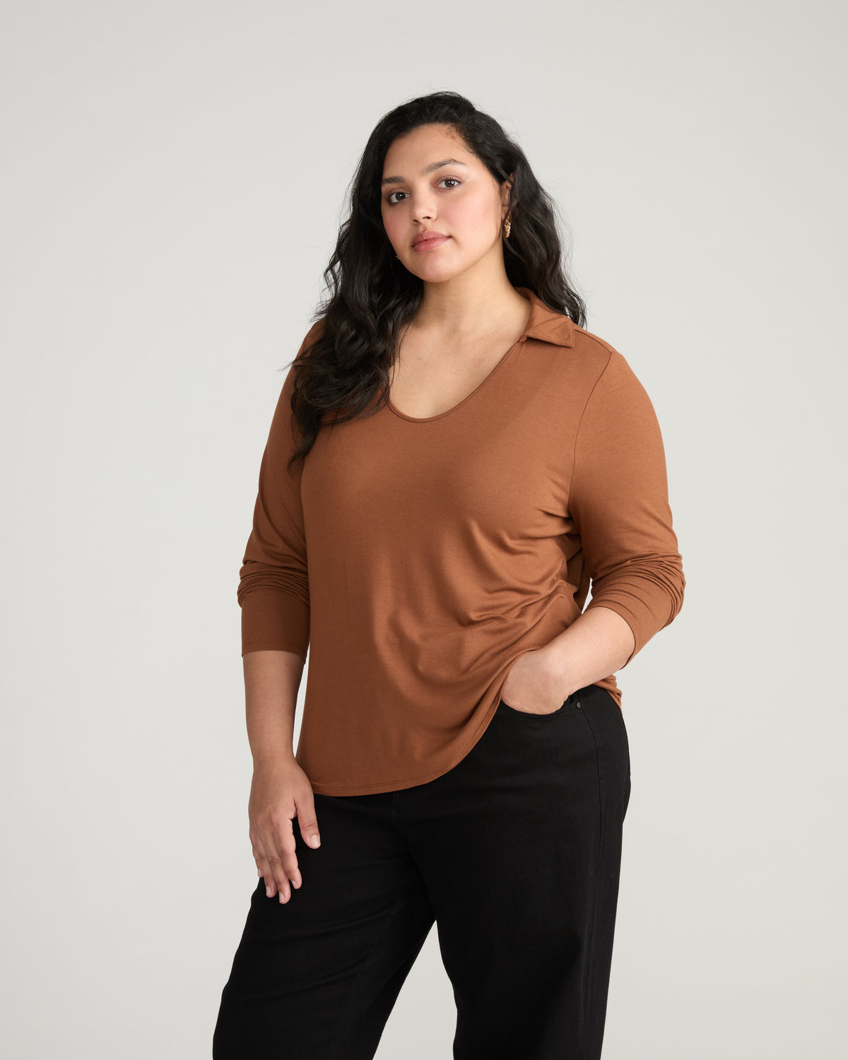 Katia Liquid Jersey Collared Top - Pony | Plus Size & Straight Size Women's Fashion | Universal Standard