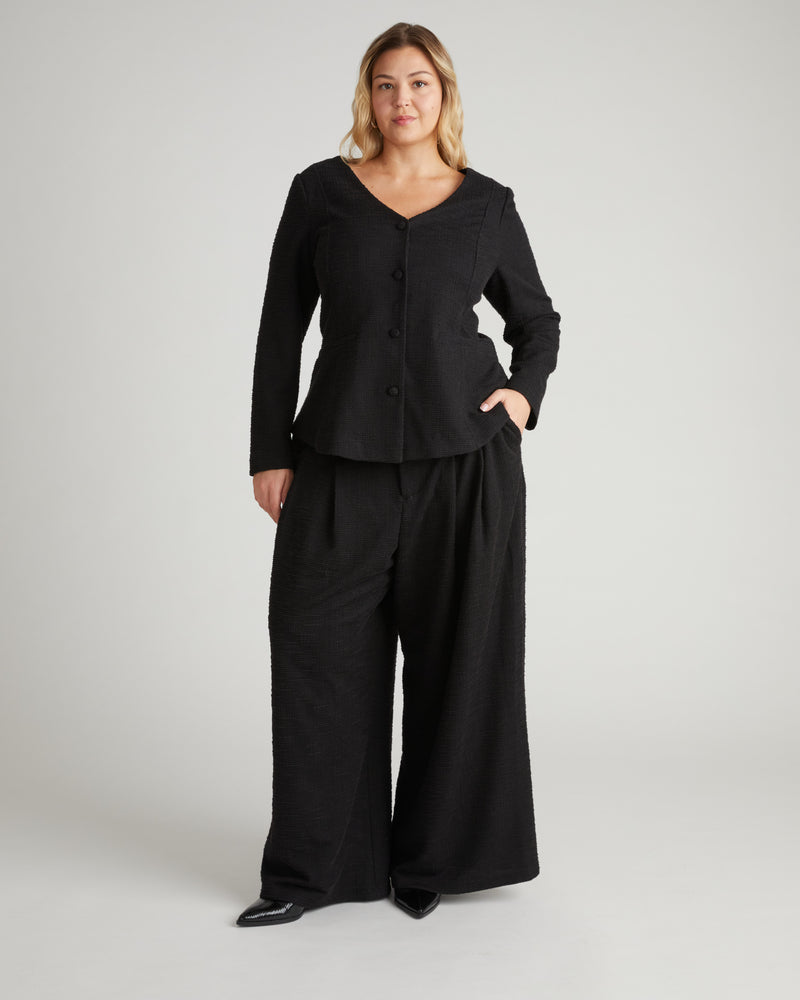 Statement Tailored Ponte Top - Black Tweed | Plus Size & Straight Size Women's Fashion | Universal Standard