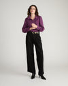 Spellbound Pleated Stretch Cupro Blouse - Potion Purple