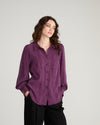 Spellbound Pleated Stretch Cupro Blouse - Potion Purple
