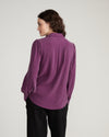 Spellbound Pleated Stretch Cupro Blouse - Potion Purple