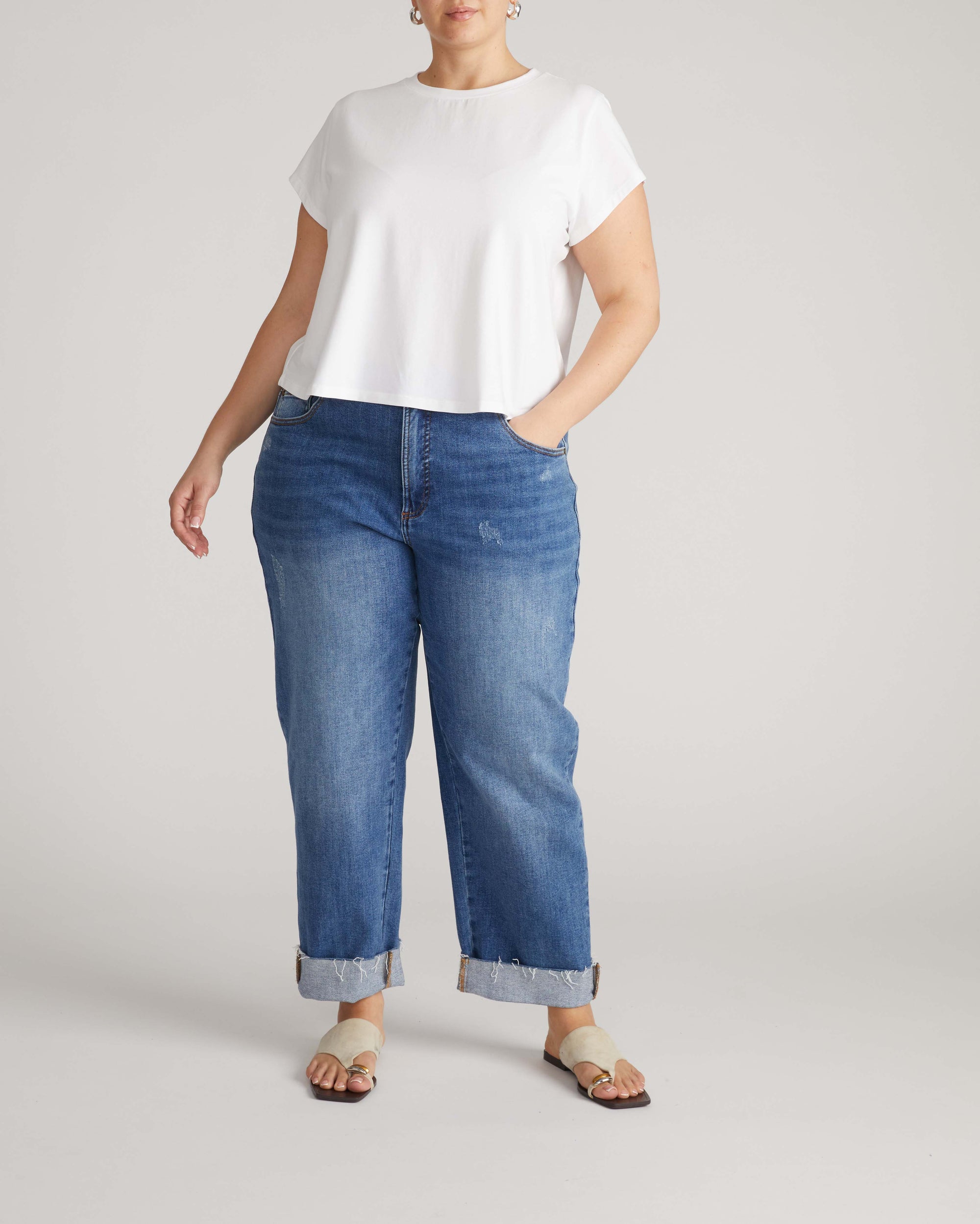 Frenchie Easy Fit Tee - White | Plus Size & Straight Size Women's Fashion | Universal Standard