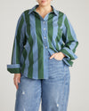 Henning x US Madison Shirt - Green/Blue Directional Stripe