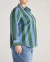 Henning x US Madison Shirt - Green/Blue Directional Stripe