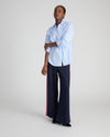 Stephanie Wide Leg Stripe Ponte Pants 30 Inch - Navy with Retro Red Stripe | Plus Size & Straight Size Women's Fashion | Universal Standard