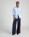 Stephanie Wide Leg Stripe Ponte Pants 30 Inch - Navy with Retro Red Stripe | Plus Size & Straight Size Women's Fashion | Universal Standard