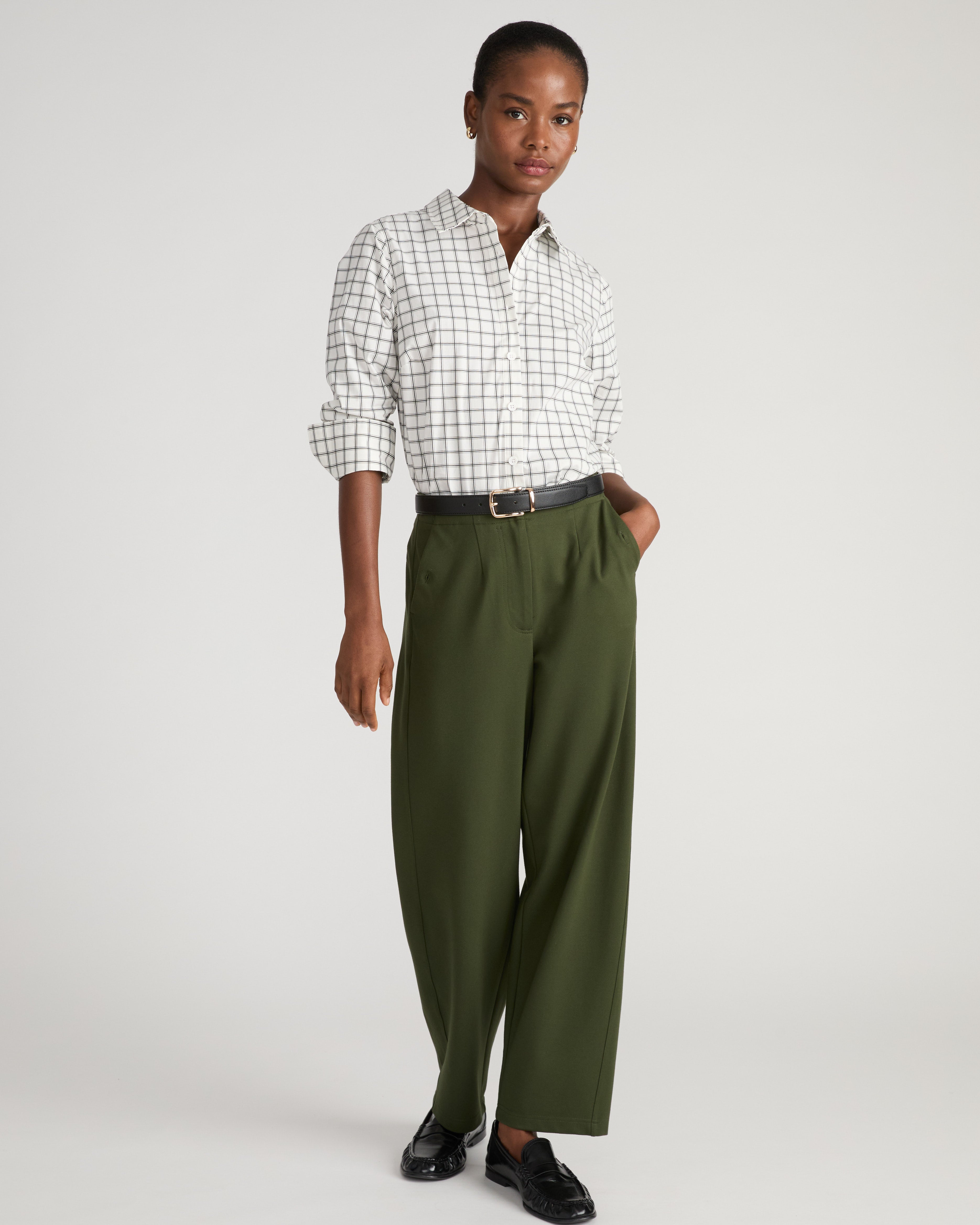 Henning x US Madison Shirt - White Windowpane Check | Plus Size & Straight Size Women's Fashion | Universal Standard