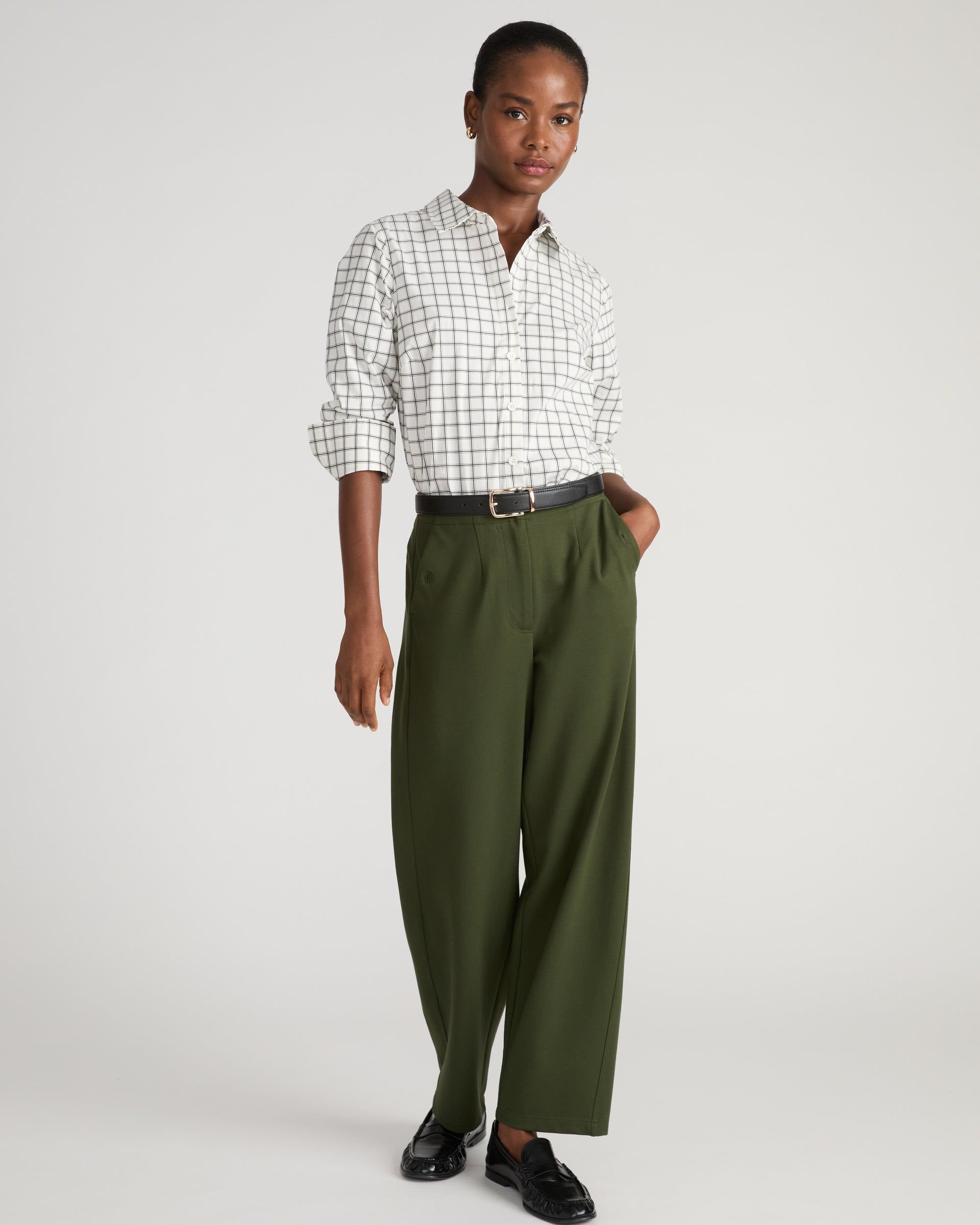 Audrey Relaxed Uniform Ponte Workpant - Kombu Green | Plus Size & Straight Size Women's Fashion | Universal Standard